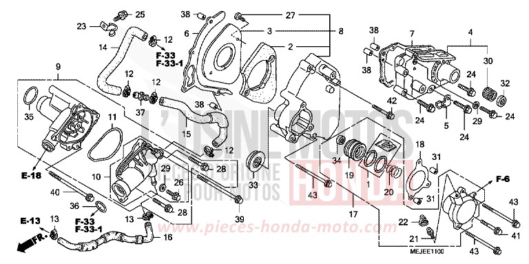 HINTERE ABDECKUNG, LINKS/WASSERPUMPE von CB1300 Super Bold'or ABS PEARL FADELESS WHITE (NH341KF) von 2007
